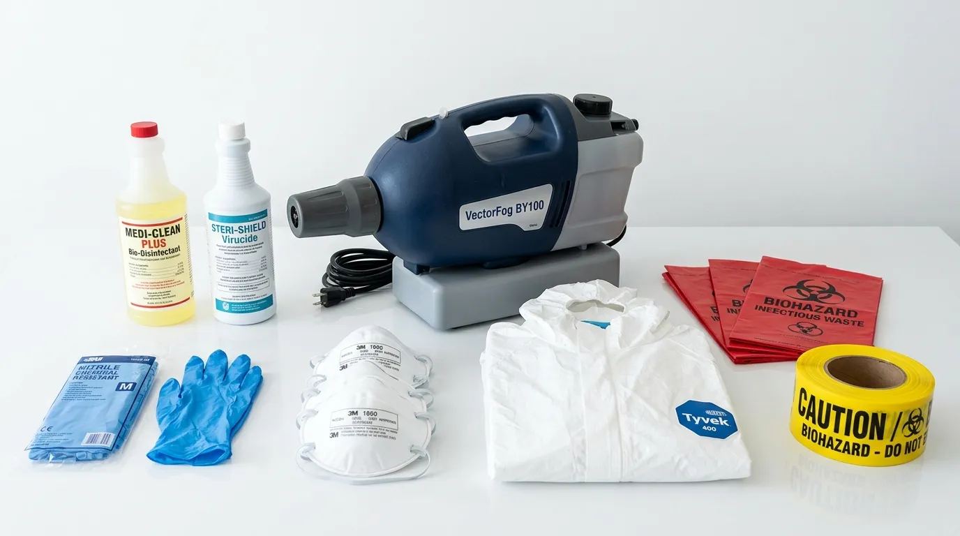 Professional biohazard remediation crew working in West Des Moines